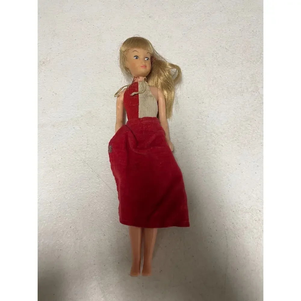 Vintage 1963 Mattel Skipper Barbie Doll Blonde Hair Red Dress